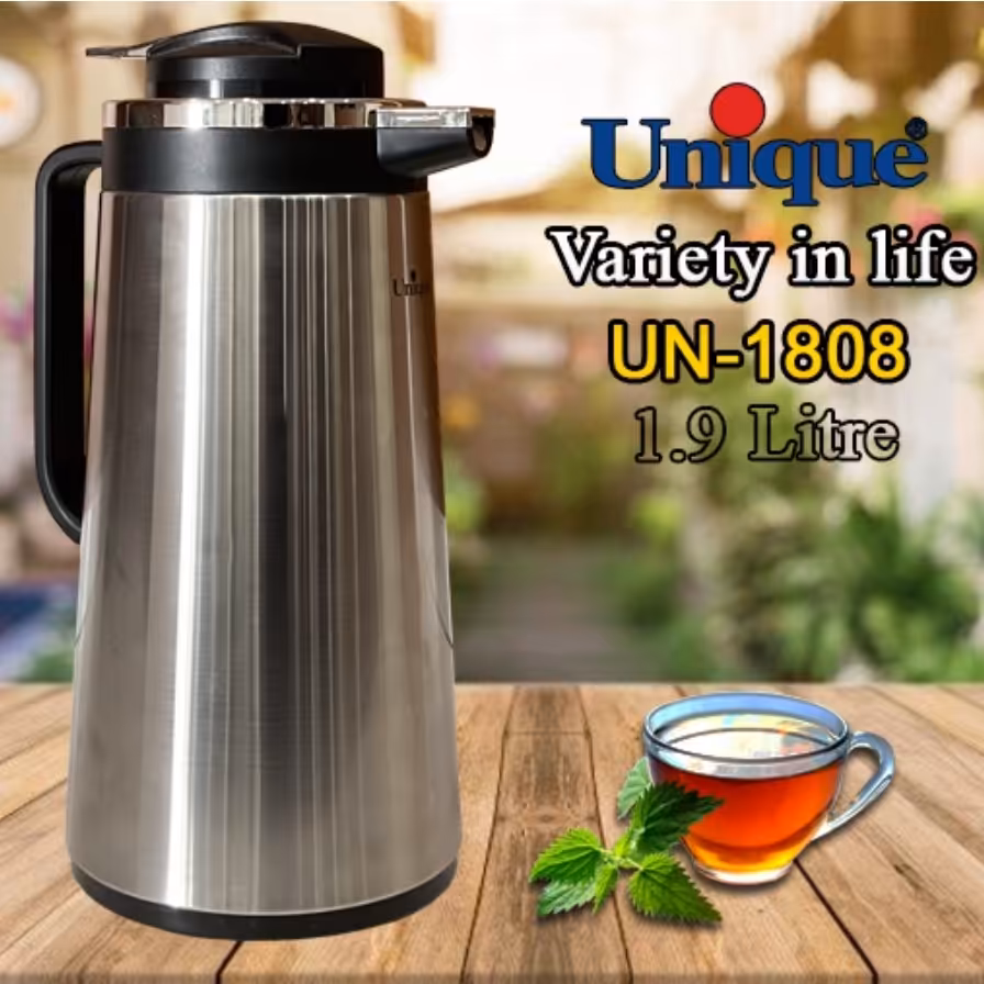 فلاسک 1.9لیتر یونیک استیل شیشه دار یونیک کد 1808