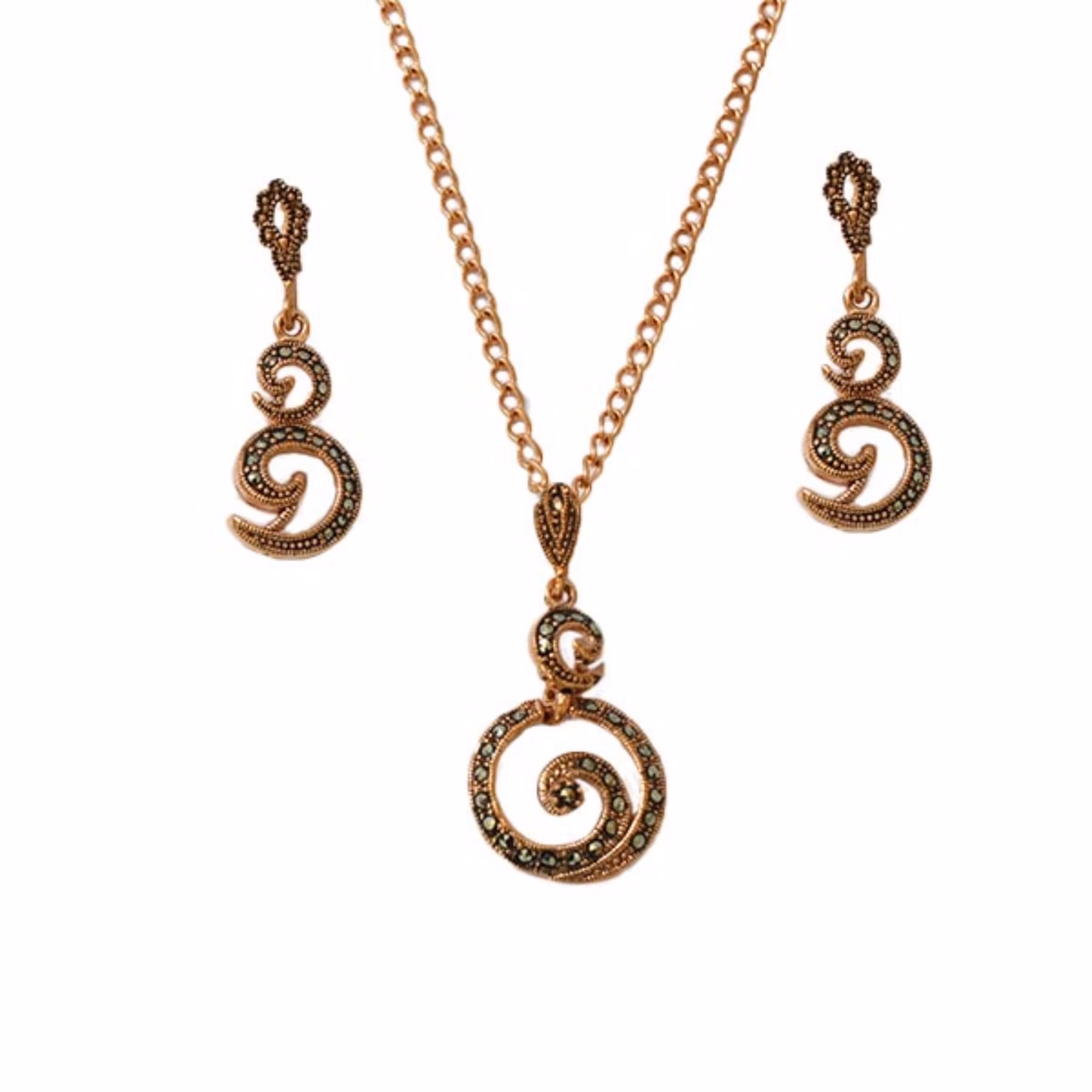 نیم ست گردنبند و گوشواره مارگازیت حلزونی کد JW268-2