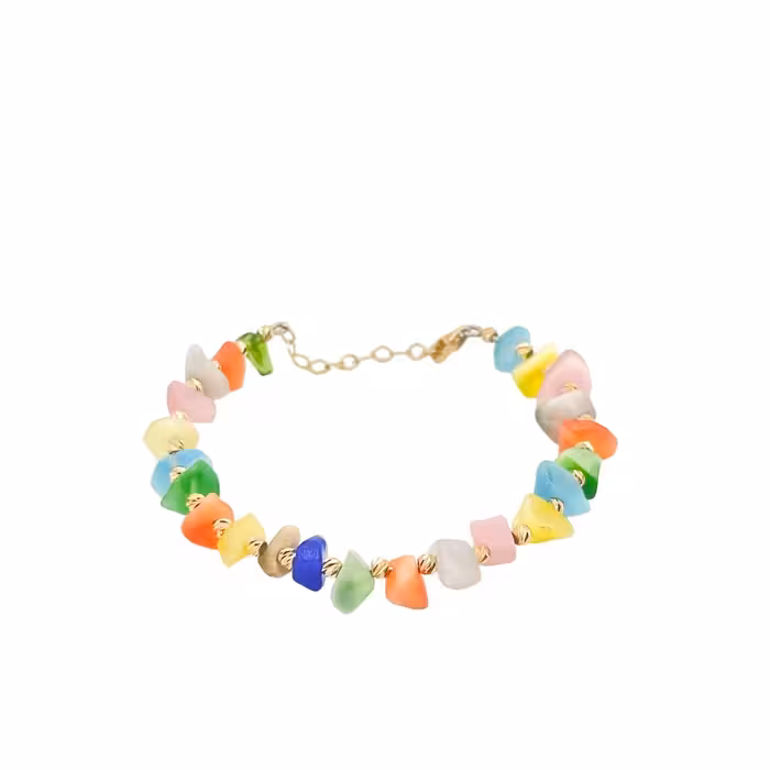 دستبند طلای 18 عیار تلفیقی سنگ رنگی کد DP70