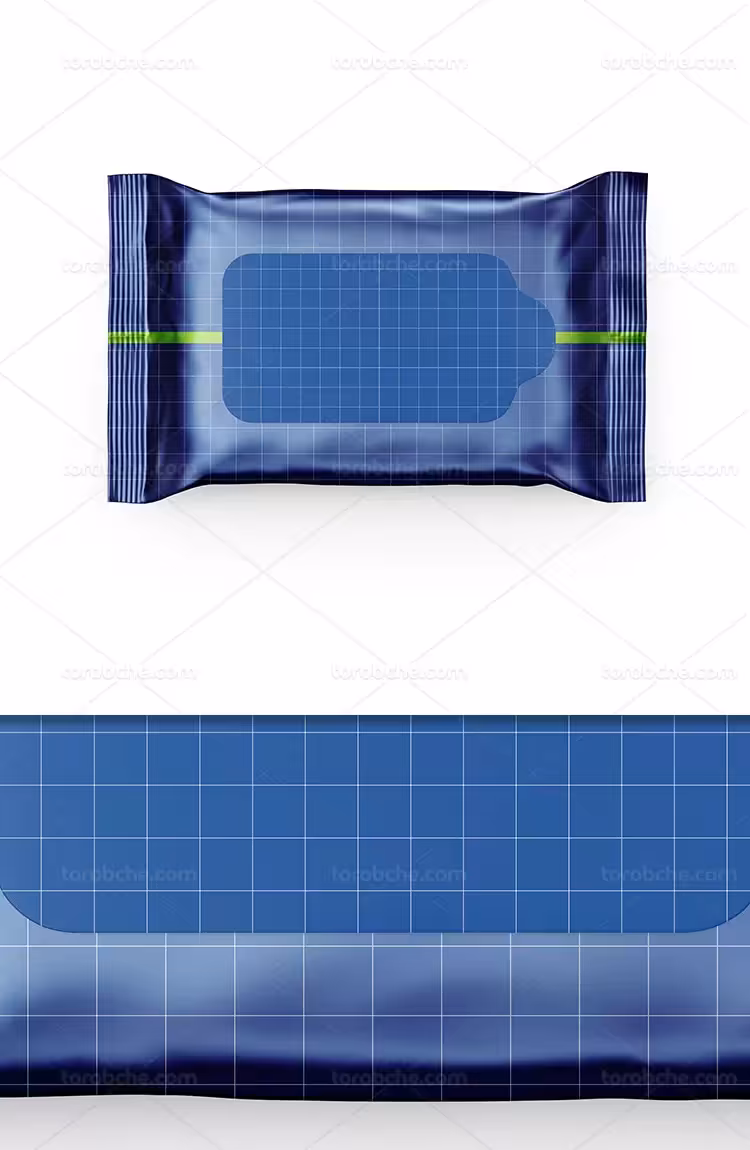 موکاپ بسته بندی دستمال مرطوب با کیفیت | گرافیک با طعم تربچه