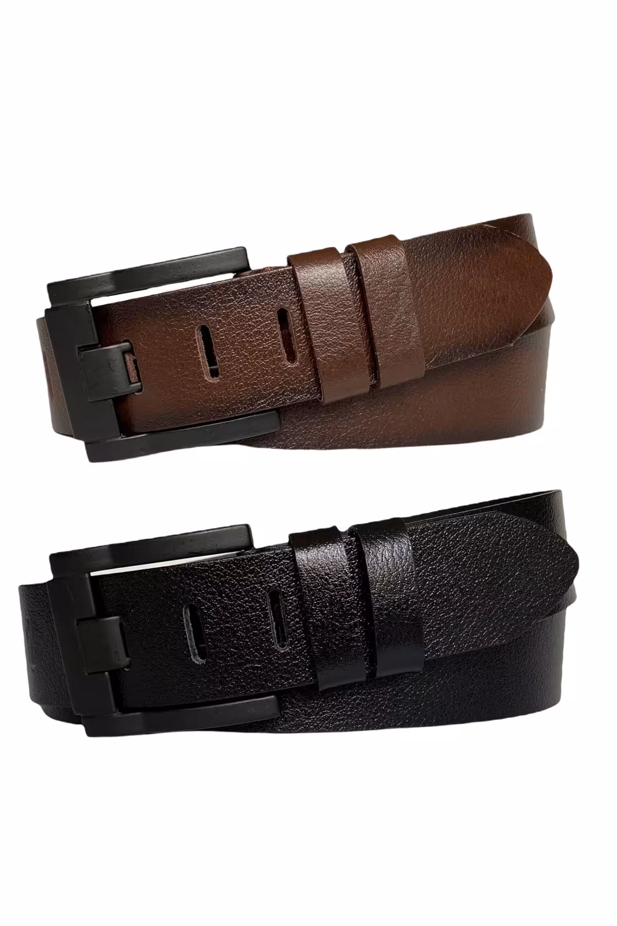 کمربند چند رنگ مردانه و زنانه ست 100% چرم اصل 2 زبانه پهن مشکی قهوه ای شلوار جین 4.5 سانتی متری ورزشی سگک GoDeri