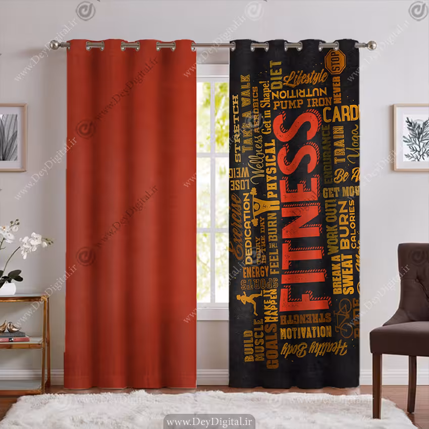 پرده سه بعدی طرح تایپوگرافی فیتنس برای باشگاه PK-5641