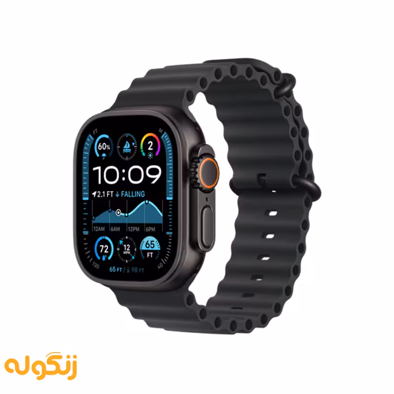 ساعت هوشمند اپل واچ مدل اولترا 2 تیتانیومی مشکی New 2024 با بند اوشن - زنگوله