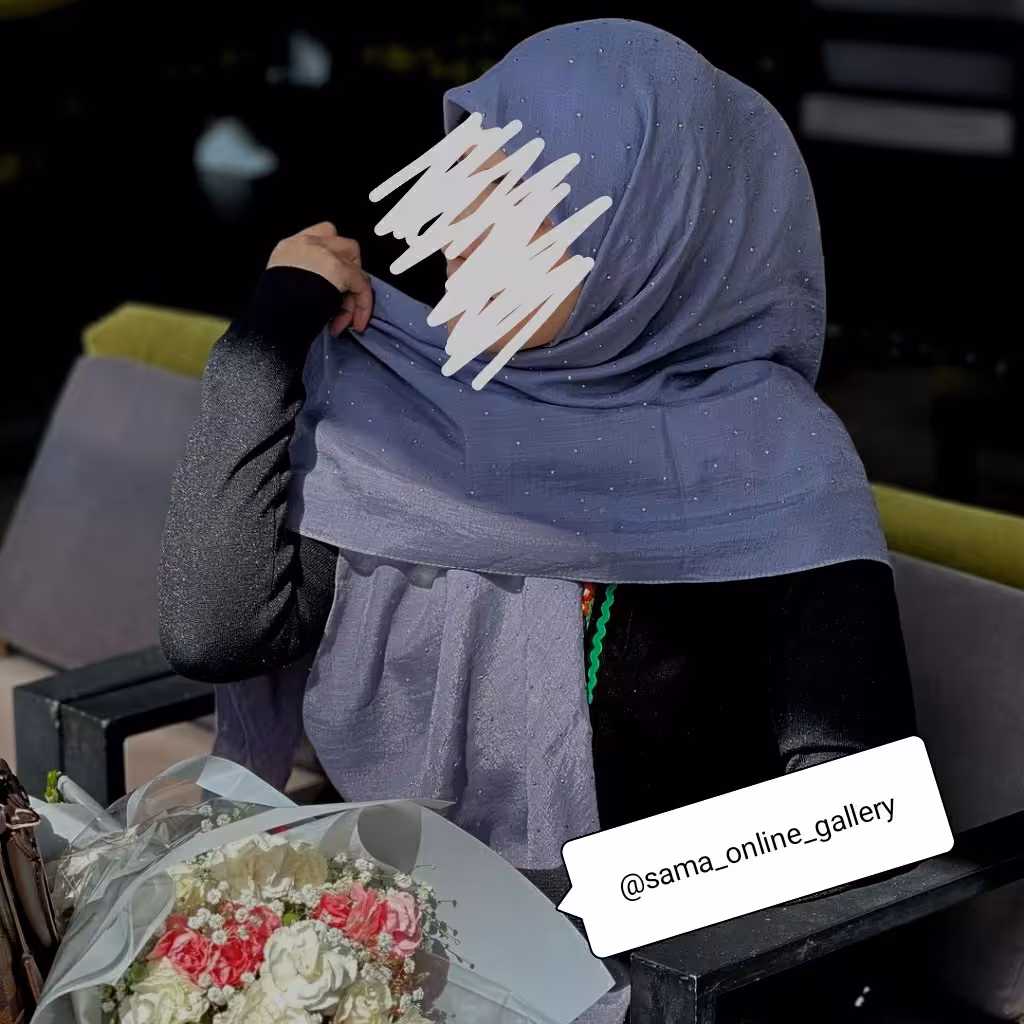 روسری نخ اسلپ نقره ای  نگین دار 