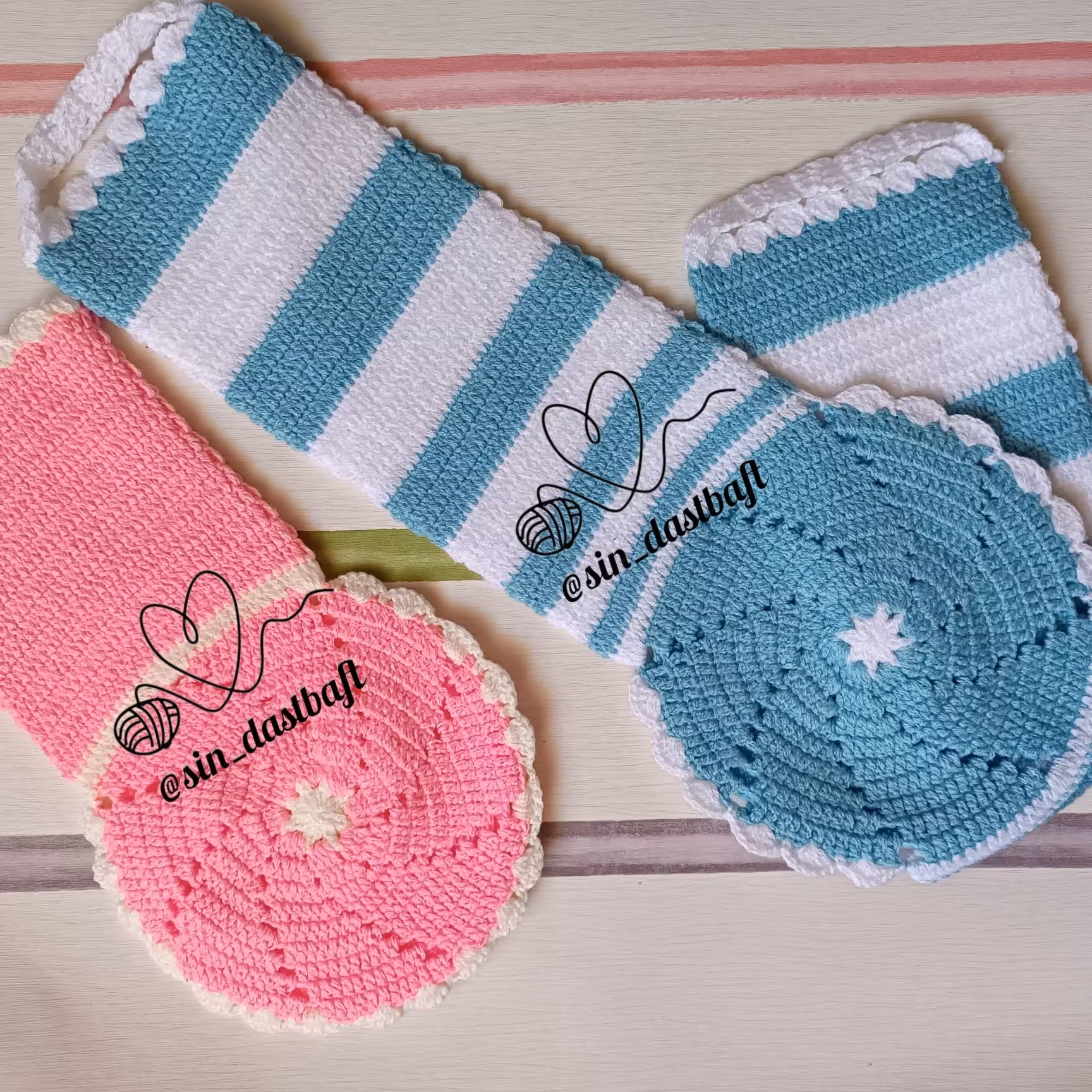 ست لیف کمری آبی صورتی