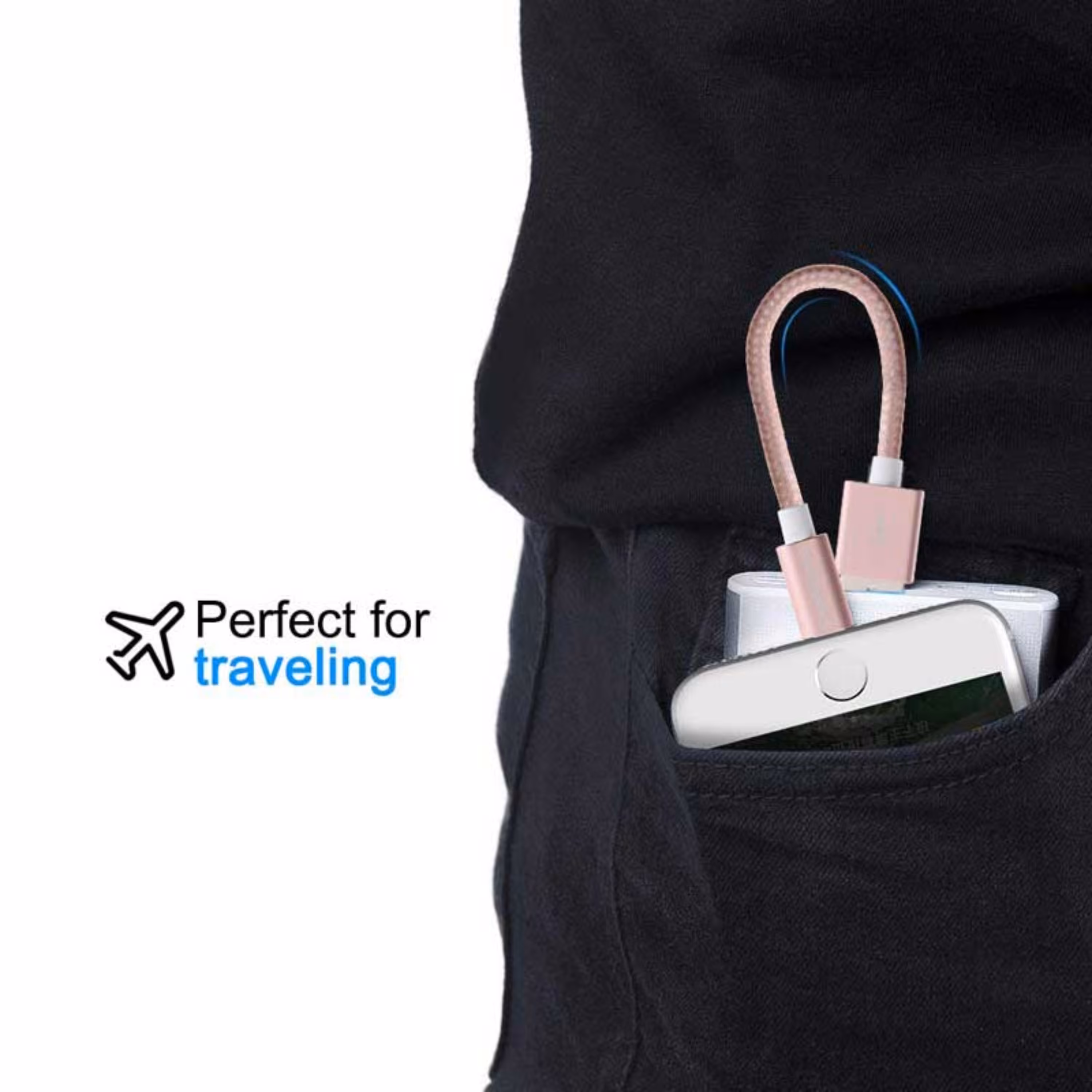 کابل کوتاه میکرو یو اس بی روکش دار سر فلزی