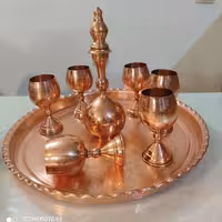 سرویس تنگ مسی و شش عدد جام طرح دار نانو شده