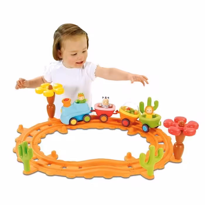 قطار موزیکال با اسباب بازی و ماشین smoby مدل 211208