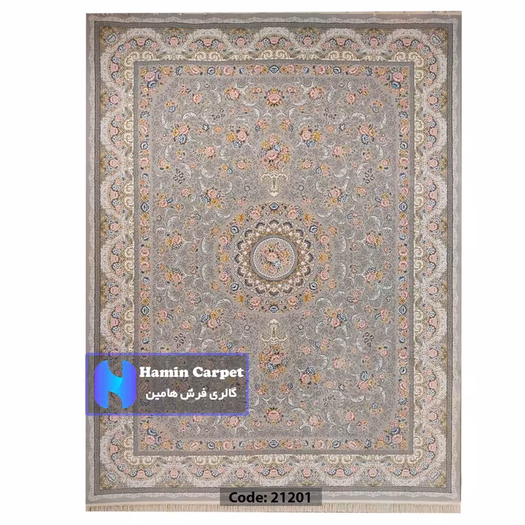 فرش 6 متری 1200 شانه تراکم 3600  نخ اکلریک گل برجسته کد AR21201