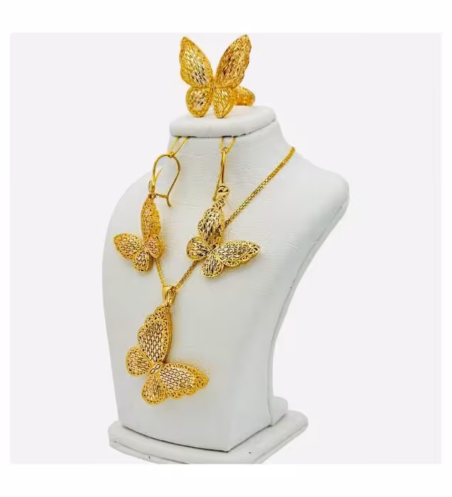 ست طلا زنانه 18 عیار مدل پروانه - 18.69 گرم