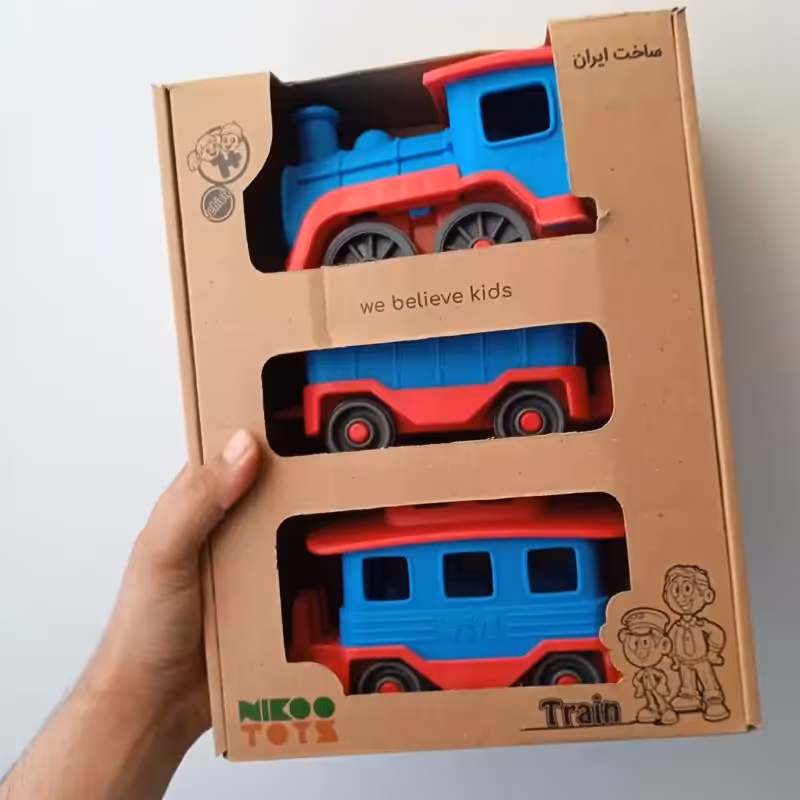 اسباب بازی قطار نشکن واگن دار قطار نشکن اسباب بازی بهمراه دو واگن قطار اسباب بازی جعبه ای قطار نشکن سه تیکه جنس درجه یک