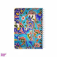 دفترچه یادداشت ۸۰ برگ بامبیلیپ مدل چوبی طرح کاشی کاری فیروزه ای کد 5632085