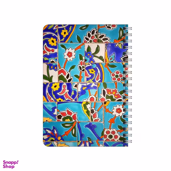 دفترچه یادداشت ۸۰ برگ بامبیلیپ مدل چوبی طرح کاشی کاری فیروزه ای کد 5632085
