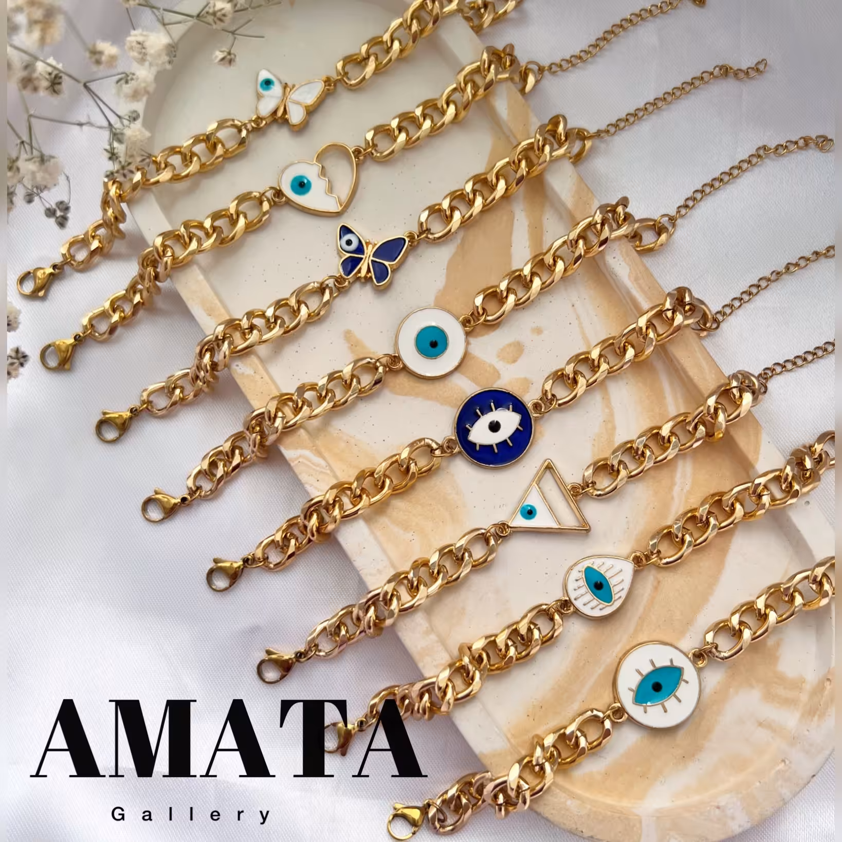 دستبند کارتیر چشمنظر  طلایی