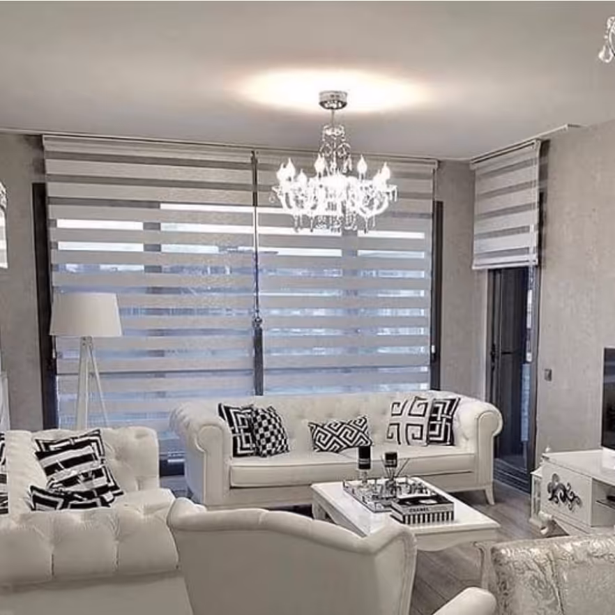 پرده زبرا سفید ساده عرض 80 ارتفاع 210 سفارشی