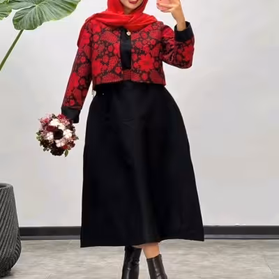 کت و سارافون یلدایی کت تافته سوزن دوزی سارافون اسکاچی.موجودی سوال شود