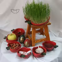 هفتسین هفت سین و آجیل خوری سیب ( پیاله و پیش دستی سیب7 پارچه) 