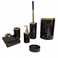 ست شش پارچه هارمونی مدل روشا طرح سنگ مشکی طلا