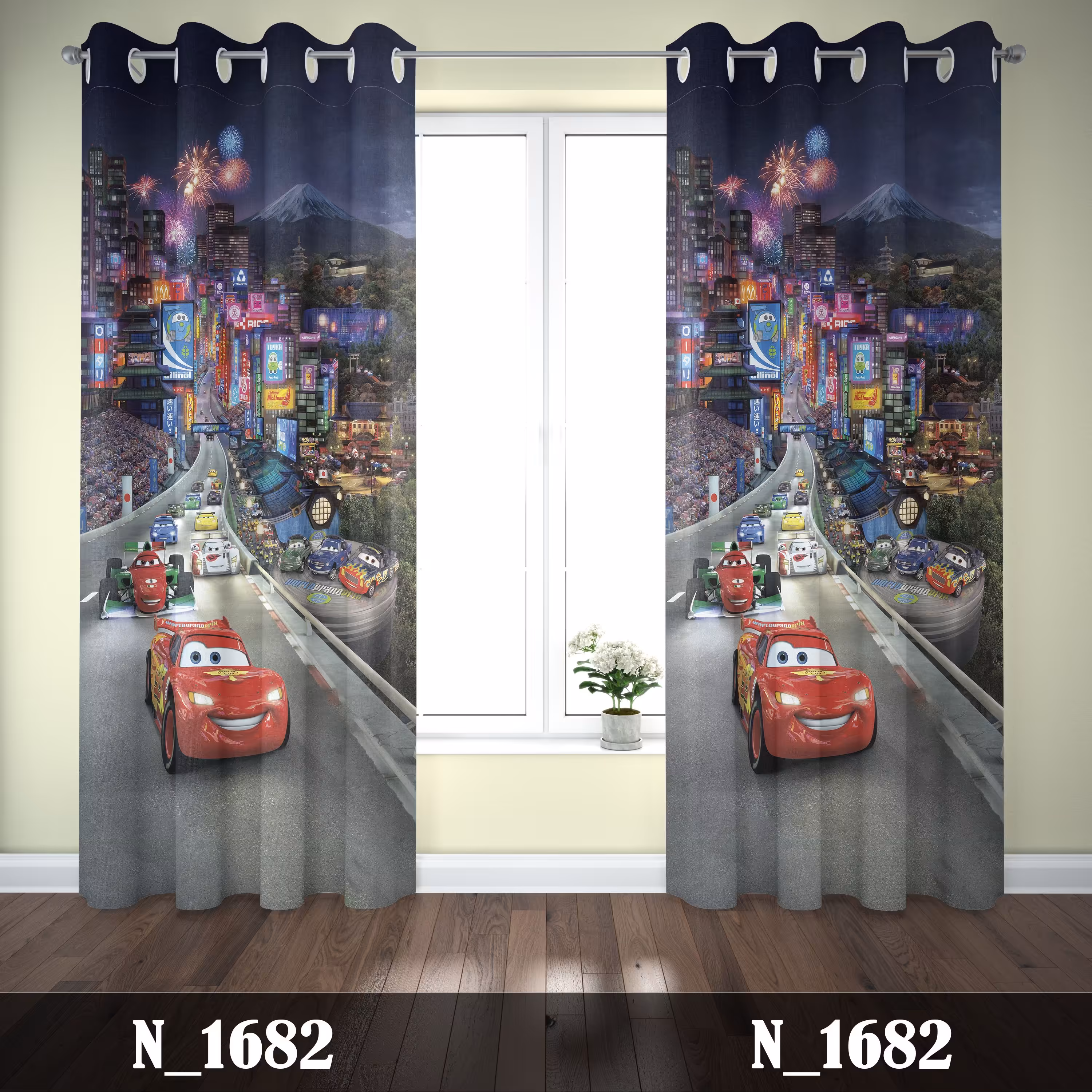 پرده کودک طرح کارتونی ماشین ها 3 