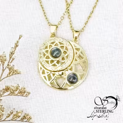 گردنبند ست ماه و خورشید نگین تلسکوپی برند استیل کد 14746