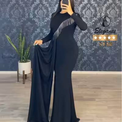 سرهمی زنانه کرپ مدل ماکسی مجلسی