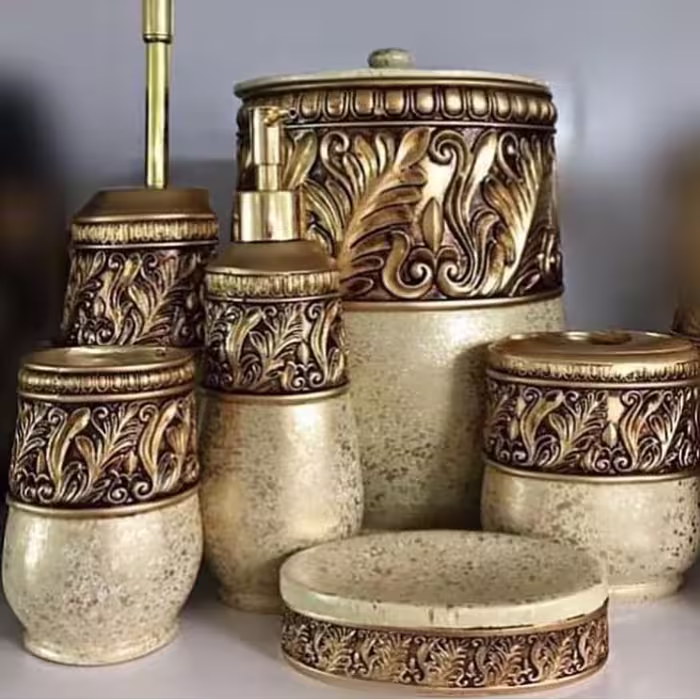 اکسسوری و ست سرویس بهداشتی الماس آذین ست/ رنگ خاص جدید / جنس رزین درجه یک 