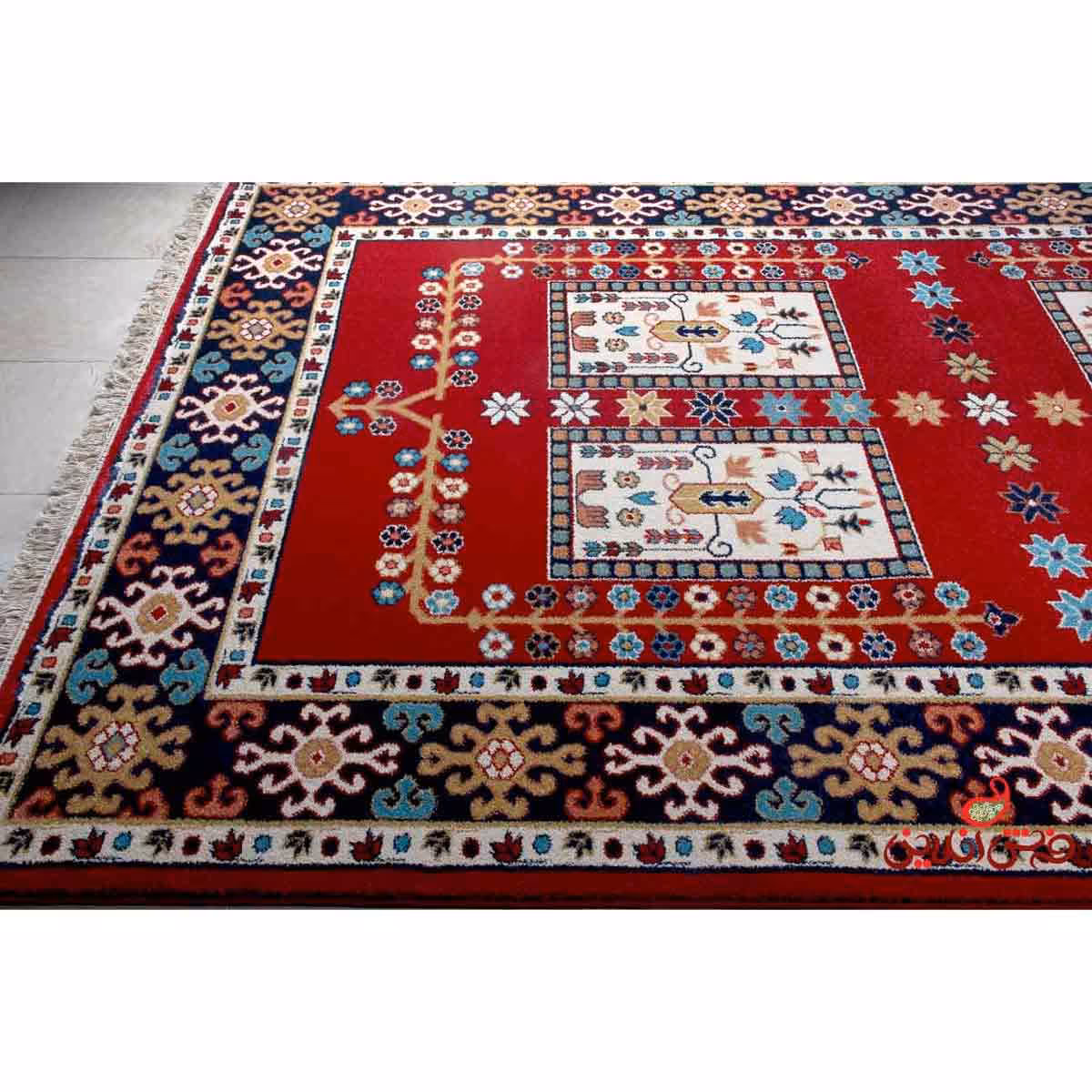 فرش  ماشینی ساوین طرح قشقایی لاکی کد 1274