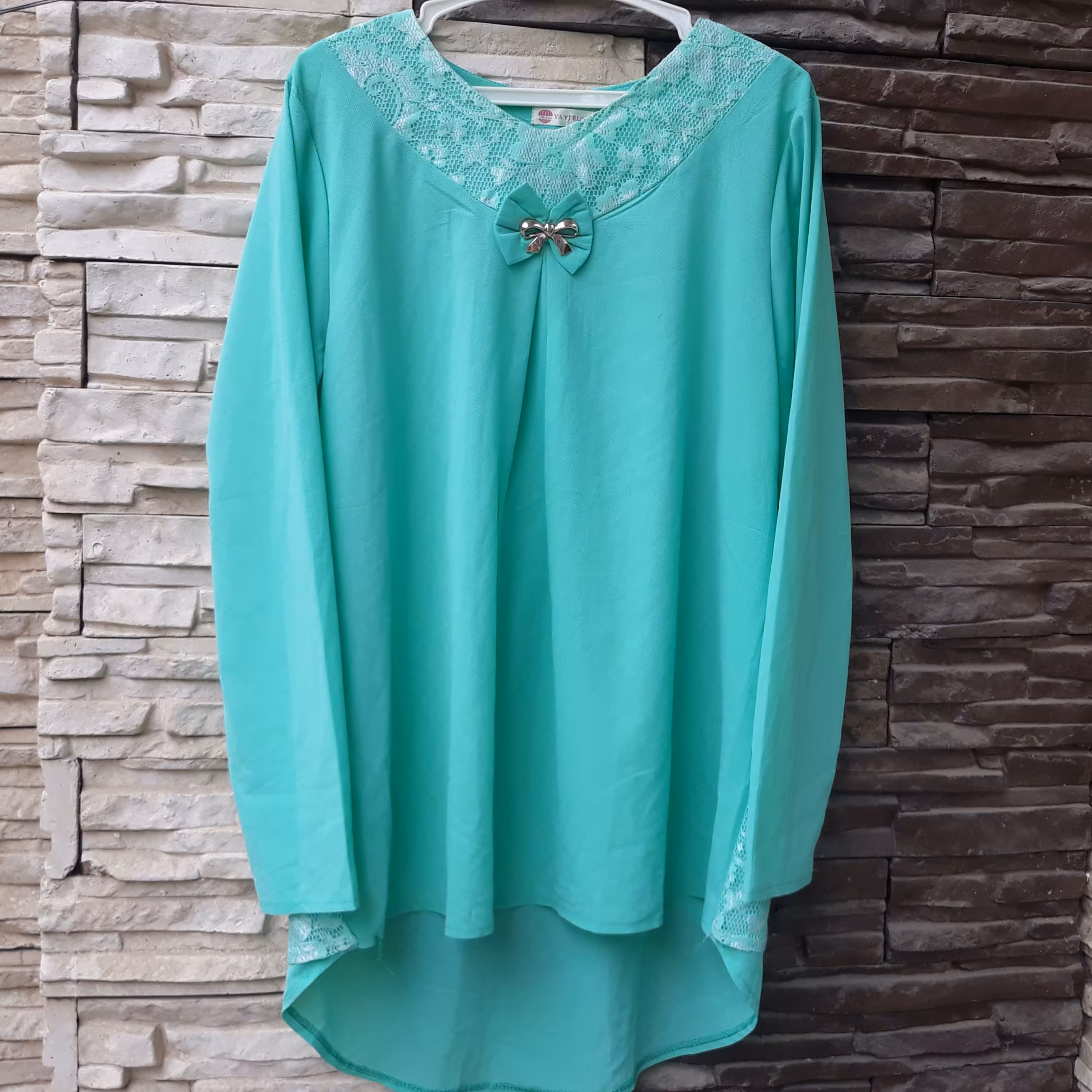 شومیز بلند پاپیونی سبز