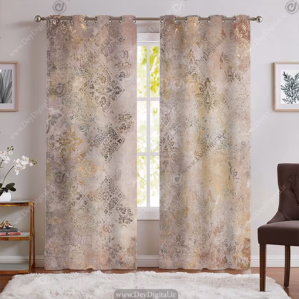 پرده پتینه طرح مدرن و شیک با زمینه روشن WA-2243