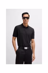 تی شرت یقه پولو مشکی مردانه سیاه آرم پنبه ارگانیک گل دوزی شده چوگان yaka t shirt BOSS