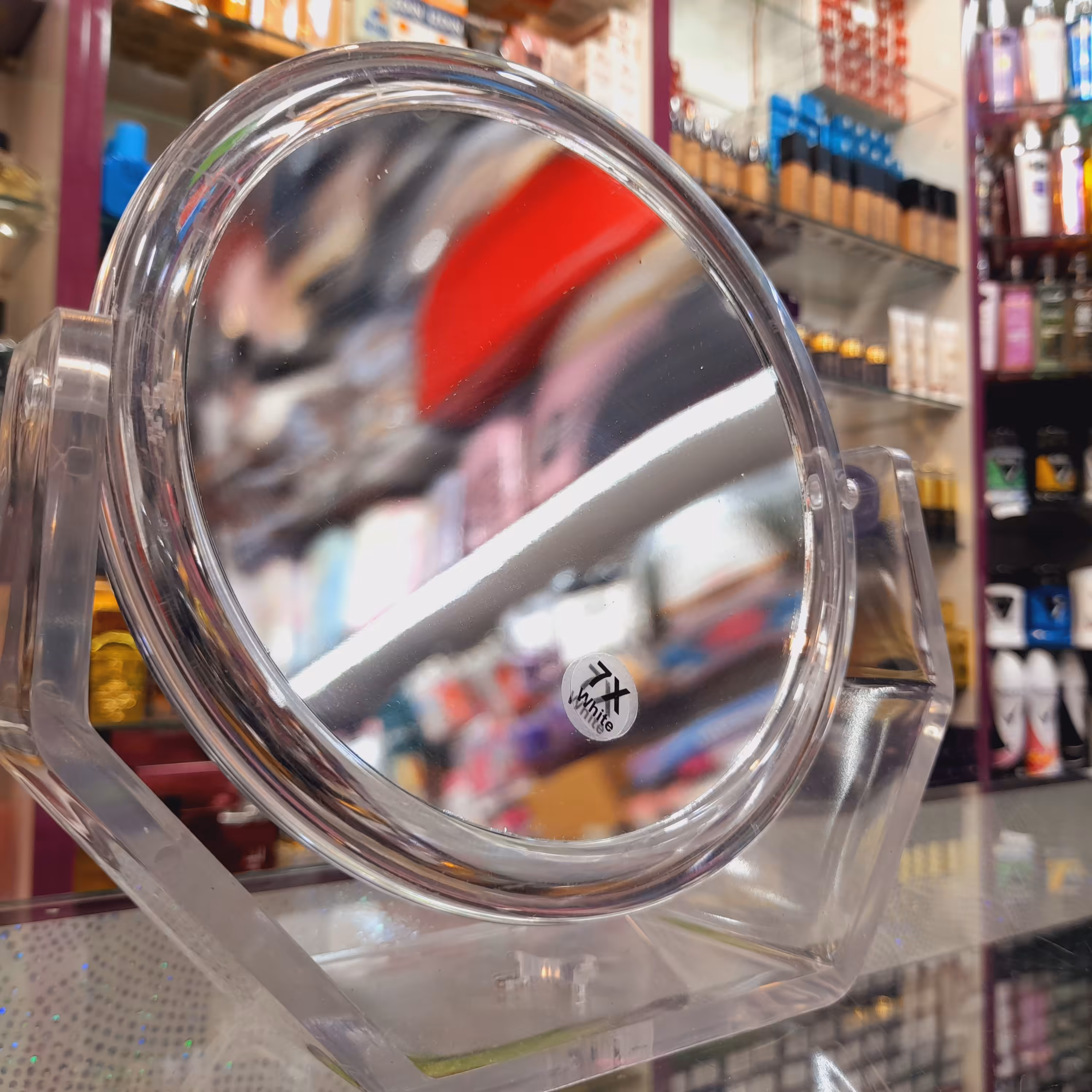 آینه آرایشی بزرگنمایی 7 برابر دوطرفه ایستاده رنگ شفاف