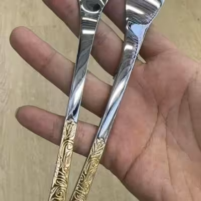 سرویس قاشق و چنگال نیمه طلایی24نفره128 پارچه جی وان سلطنتی گراسو آلمان