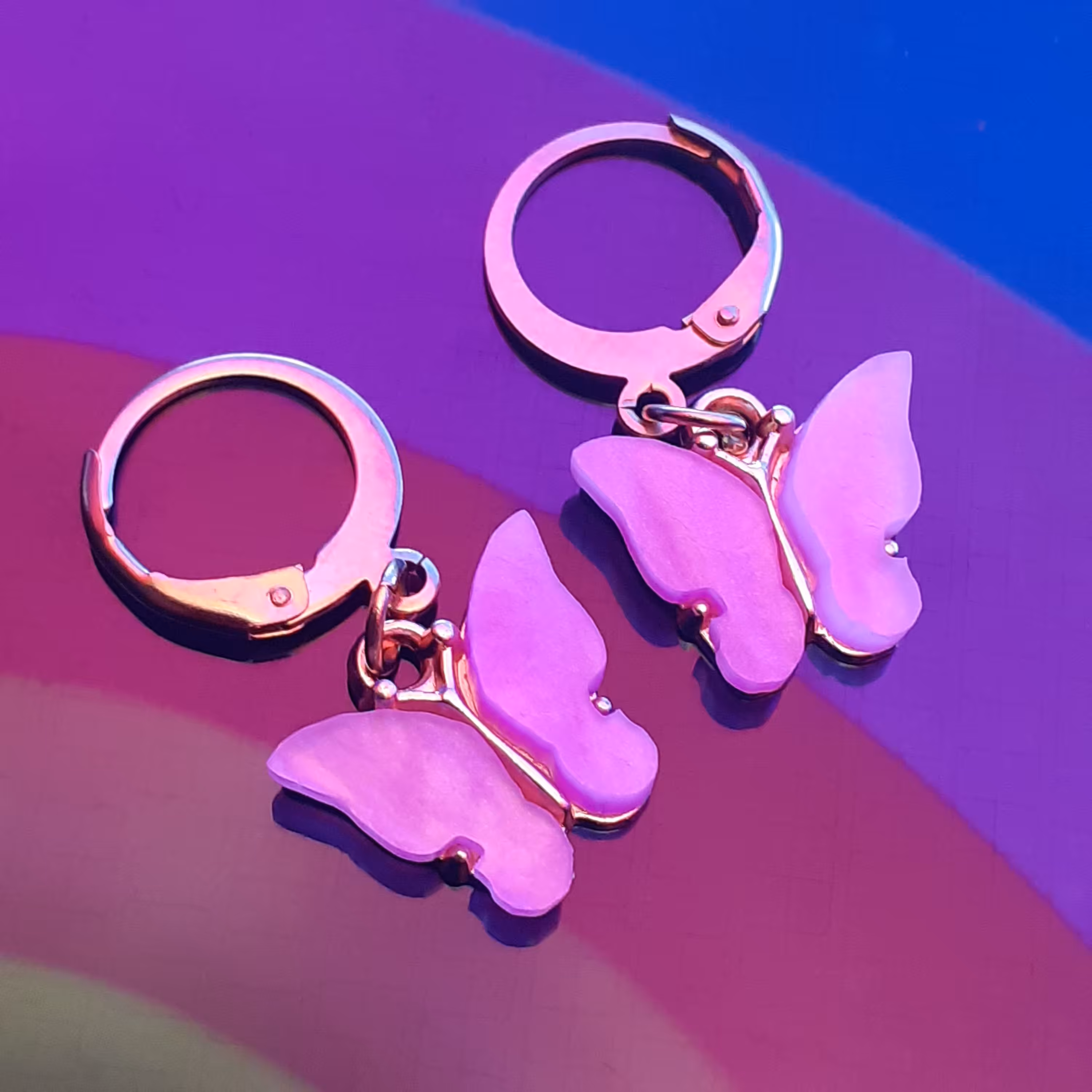 گوشواره پروانه ای رنگ ثابت ضد حساسیت(179)