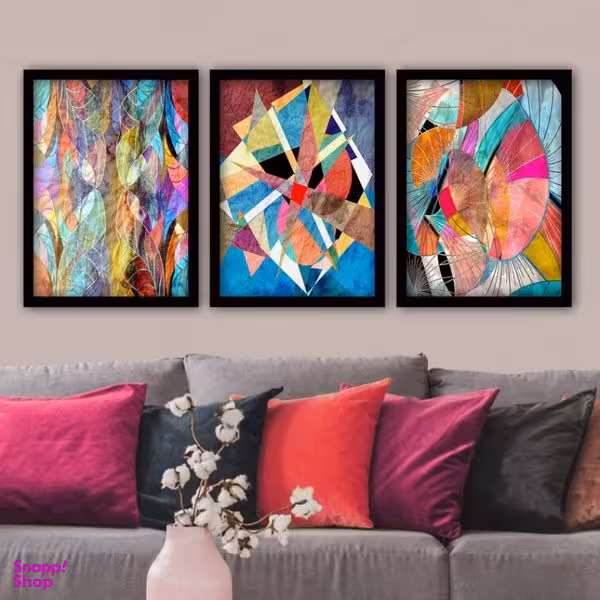 تابلو دکوراتیو طرح مدرن آبستراکت کد YF2339 مجموعه 3 عددی