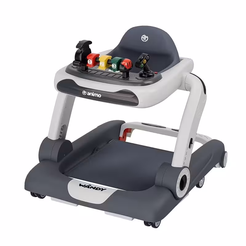 روروک جامپر واکر کودک انیمو المان فول موزیکال چراغدار و اسباب بازی  سه کاره سوپر لاکچری اورجینال رنگ طوسی-سفید  Animo انیمو