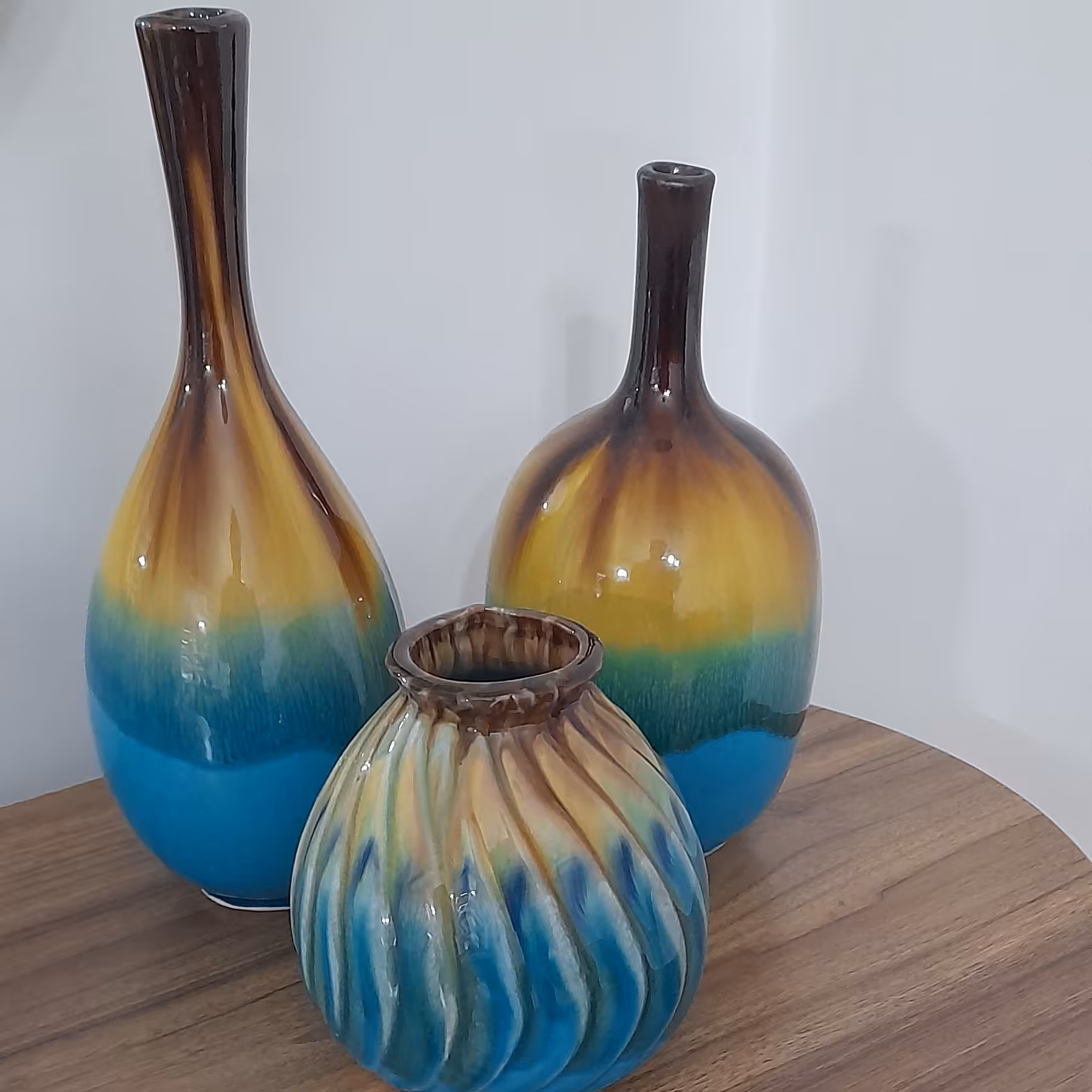 گلدان 3 تیکه دکوری سفالی(eastern art)