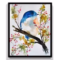 نقاشی آبرنگ پرنده رنگین