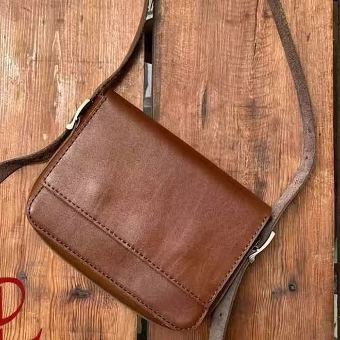 کیف دوشی چرم طبیعی دست دوز  کد6208