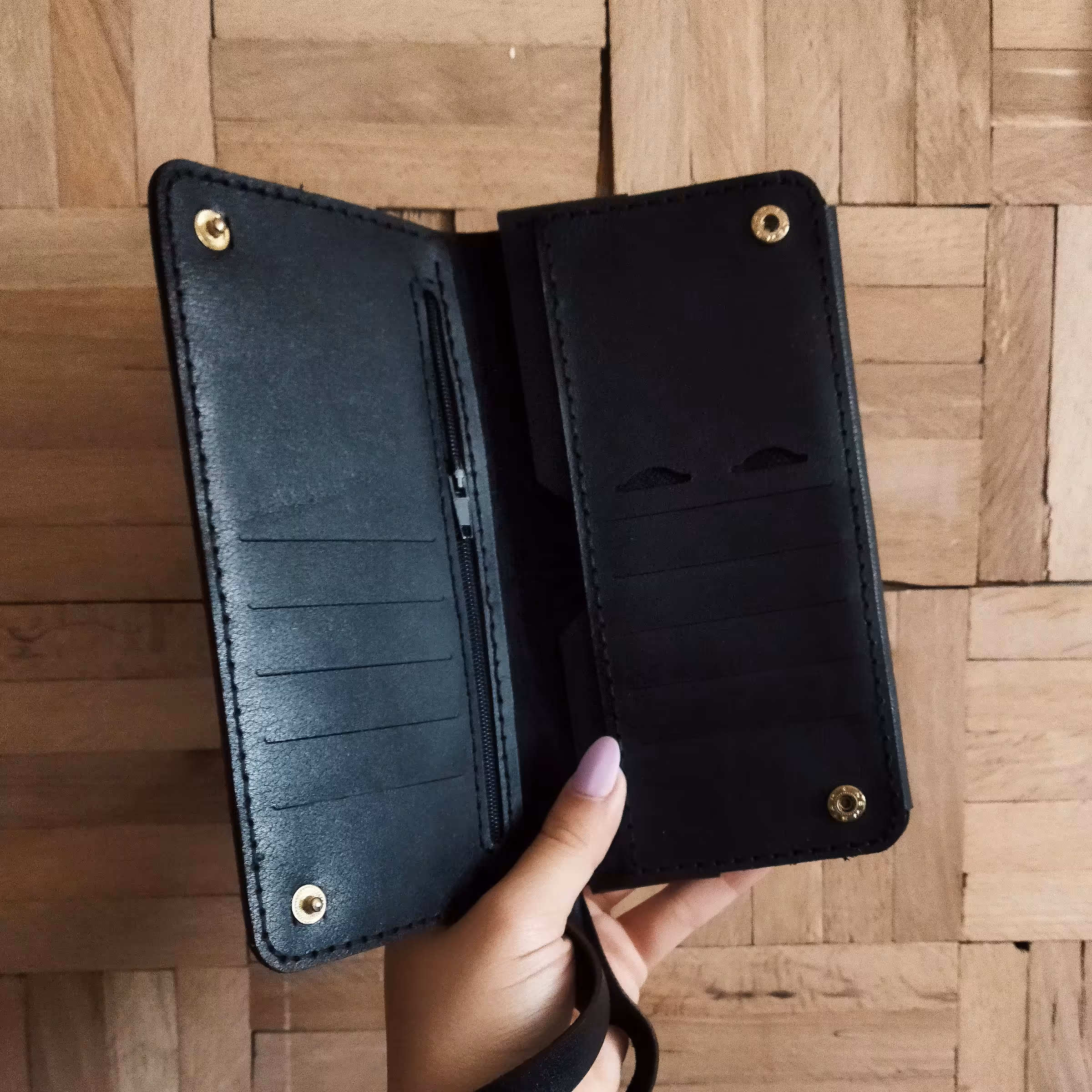 کیف پول و تلفن همراه چرم دست دوز 