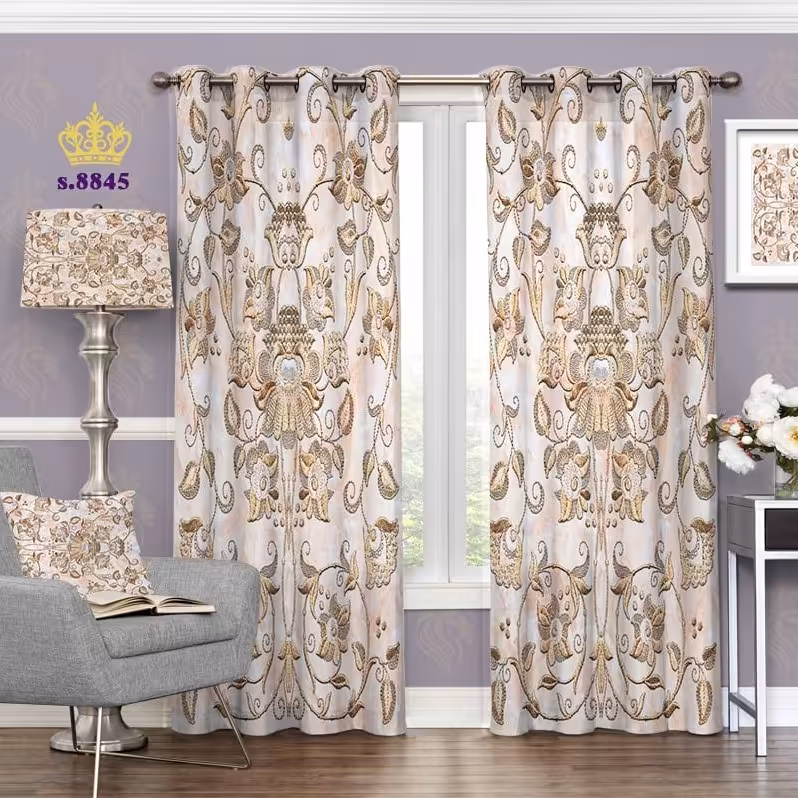 پرده پذیرایی دو قواره طرح اسلیمی کد S8845