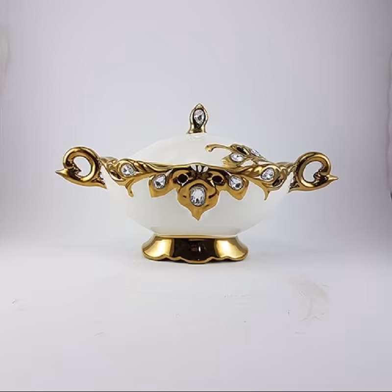 یونیک سرامیک طلایی شکلات خوری بیضی کد 1683