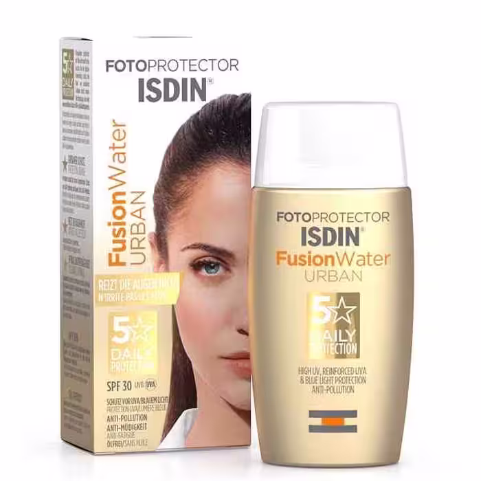 ضد آفتاب ایزدین ISDIN مدل فیوژن واتر اوربان FUSION WATER URBAN حجم 50 میل | پوست چرب و حساس SPF30