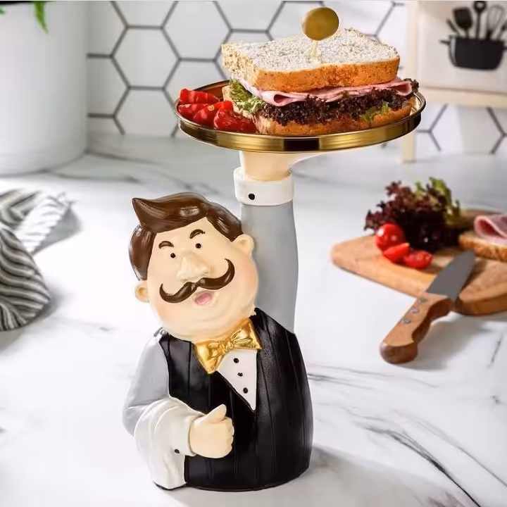 مجسمه ی نیم تنه ی گارسون دارای سینی بزرگ