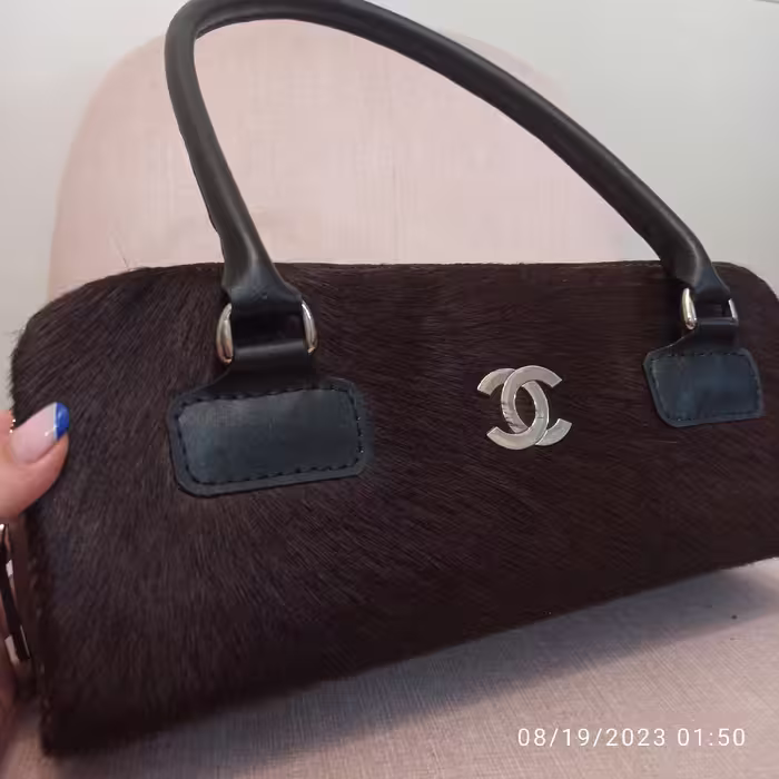 کیف دستی زنانه ترکیب چرم مو دار و ساده گاوی درجه یک دست دوز
