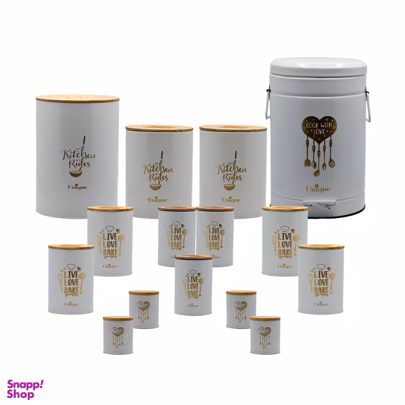 سرویس آشپزخانه 15 پارچه یونیک فانتزی مدل درب بامبو کد 8051