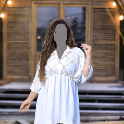 تونیک یقه دار قواره بزرگ ابرو بادی خامه دوزی مدل فرنوش