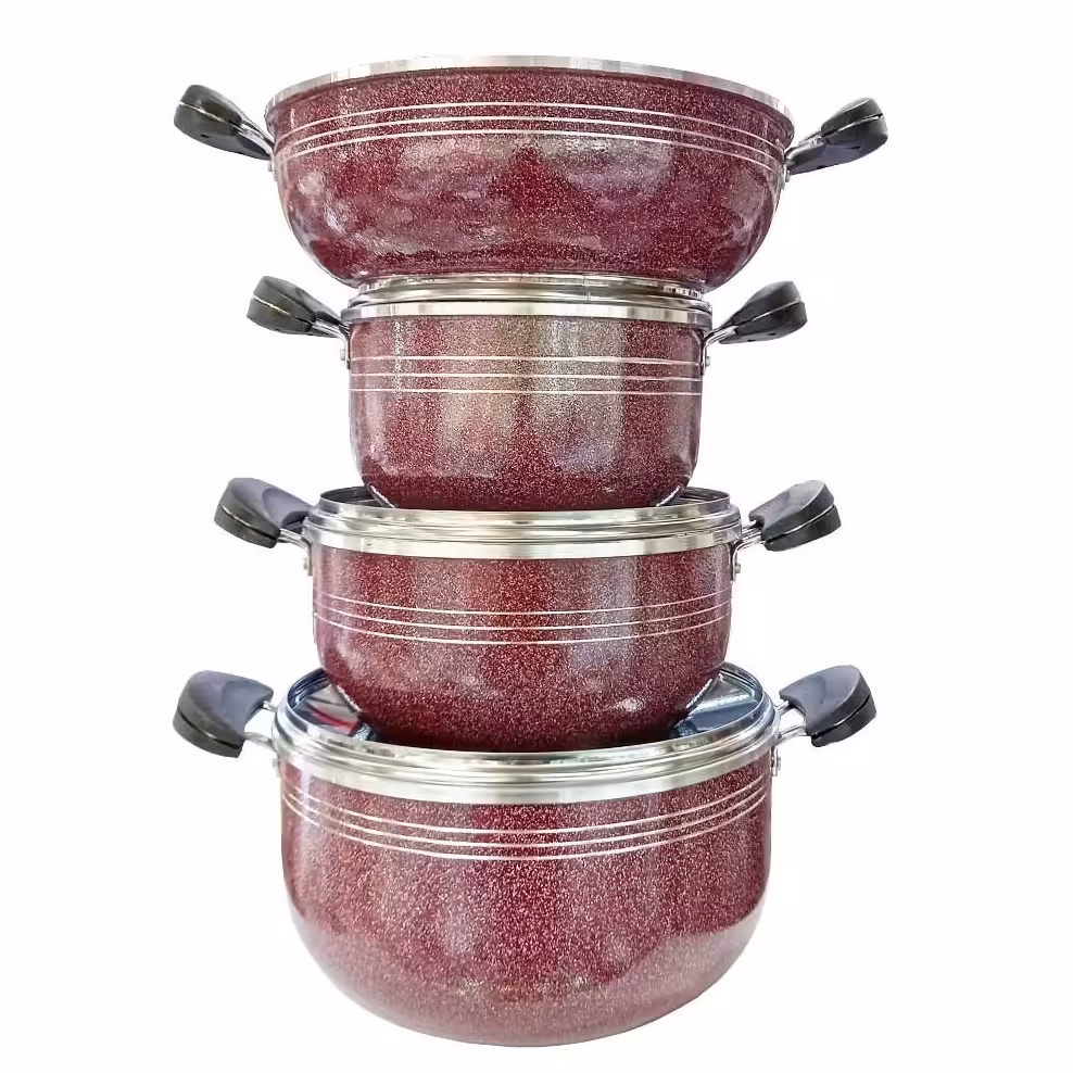 سرویس قابلمه 6پارچه دررنگ زرشکی وسیاه