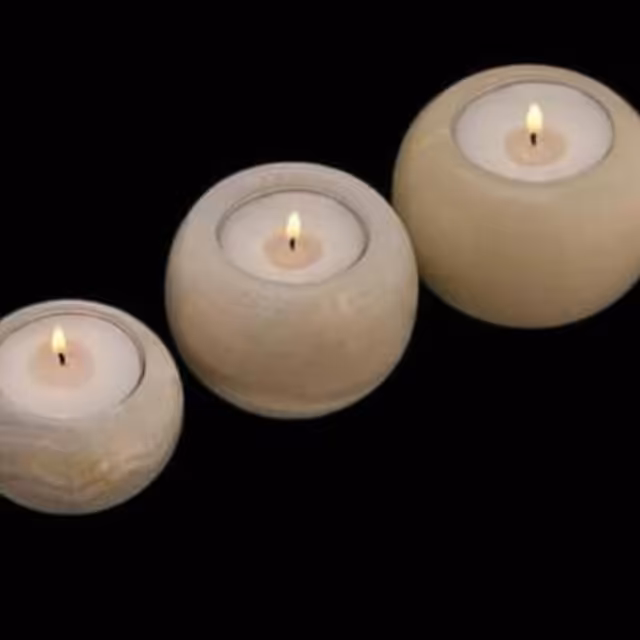 ست جا شمعی 3 تایی متنوع در نوع و رنگ سنگ 