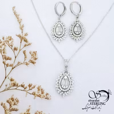 نیمست با نقره ایتالیایی و طرح جواهر با کد 13235