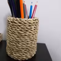 جا مدادی رومیزی استوانه ای حصیری